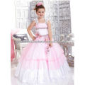 New arrival beaded appliqued pink custom-made ball gown flower girl's pageant dress CWFaf4645